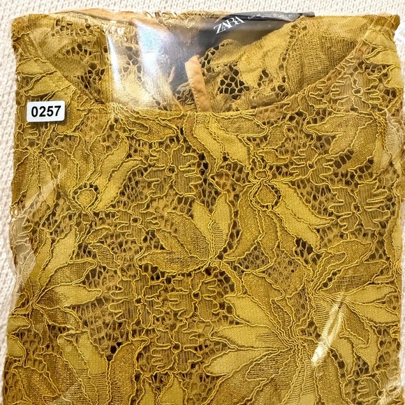 Zara Womens Mustard Lace Crop Top - Three-Quarter Sleeve Size XL - Picture 11 of 11